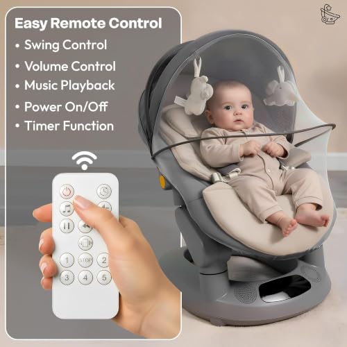 Image of StarAndDaisy Baby Rockers for 0 to 2 Years, Baby Multi Functional Rocker /Rocking Chair for Babies Infants & Toddler with 5-Level Automatic Swing & Cradle /Bouncer with Touch Panel & Hanging Toys