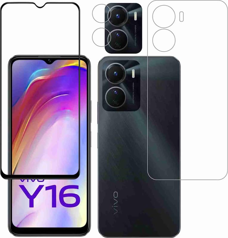 FRONT BACK SCREEN GUARD FOR VIVO Y16 [PACK 3] WITH CAMERA GLASS PROTECTOR-V33