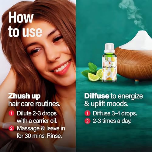 Image of Esslux Bergamot Essential Oil for Diffuser & Skin | 100% Natural Bergamot Oil for Hair, Aromatherapy, Shampoo & Soap Making | Uplifting Citrus Scent for a Refreshing Experience, 15 ML