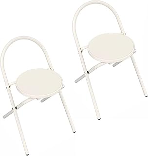 Folding Bar Stool with Backrest -18 Inch Round Portable Foldable Kitchen Chair for Outdoor Indoor Breakfast Stool