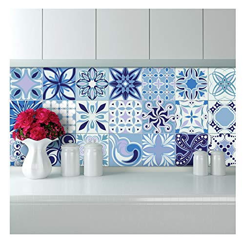 Adhesivos para azulejos de pared, diseño de azulejos, vinilo, Madère, 20 x 20 cm