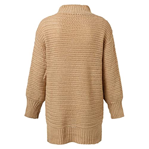 Suéter feminino elegante superdimensionado com gola rolê fenda lateral pulôver sólido casual solto s