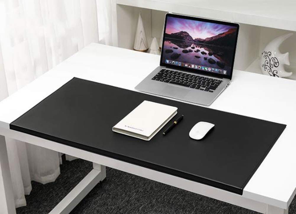Schreibtischunterlage mit Kantenschutz sanft Luxus Leder,80x40cm Schwarz mit Kantenverriegelung Mausunterlage für Computertastatur, PC und Laptop