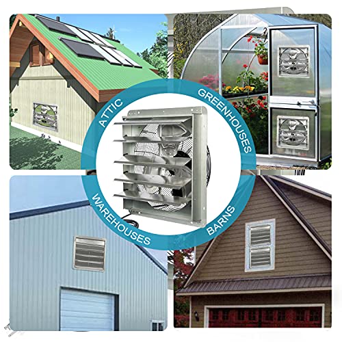 Ventisol 20 Inch Shutter Exhaust Fan Wall Mounted, Aluminum With 1.65 Meters Power Cord Kit,High Speed 3500Cfm, Ventilation Fan For Garage,Greenhouse,Attic,Shed,Shop #TOP4
