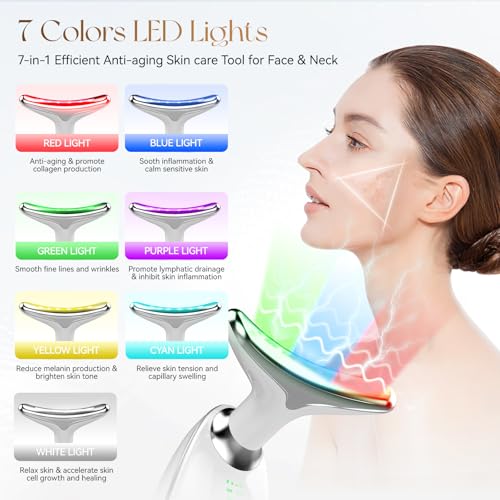 ANLAN Red Light Therapy Face Massager, Skin Face Lift Device with 7 Colors, 3 Modes Led Facial Sculptor for SkinTightening & Neck Lifting, 45°C EMS Massage Face Toning Firming Machine for Women - Image 4