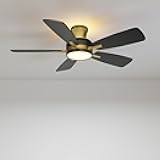 TALOYA Ceiling Fans with Lights and Remote, 46 Inch Low Profile Ceiling Fan with Light, Flush Mount, Reversible, 3CCT, Dimmable Modern Ceiling Fan for Bedroom, Living Room, Outdoor Patio, Black Gold