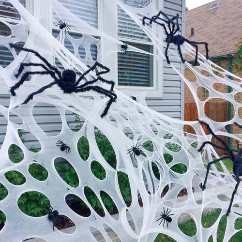 Runleo Giant Spider Webs Halloween Decorations Outdoor Beef Netting Pre-Cut