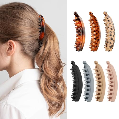 Gift4u Banana Clip for Women, 7 Pack 5.1 Inch Hair Clip for Thick Medium Hair, Large Hair Clips for Women Ponytail,mother's day gifts