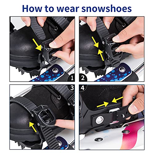 Goutone 21/27 Inches Light Weight Snowshoes For Men And Women. Fully Adjustable Ratchet Bindings, Heel Lift Riser ,Hard Pack Grip Teeth, Carrying Tote Bag #TOP5
