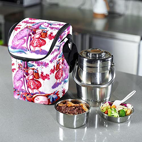 Lonchera con cremallera de unicornio rosa para evitar derrames de comida 7