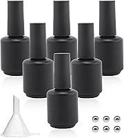 Vista 8 de Botellas vacías de esmalte de uñas de gel de 0.5 onzas líquidas, botellas vacías de esmalte de uñas con cepillo negro mate, botellas redondas opacas