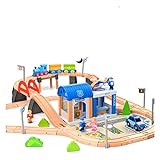 🚂 HERGESTELLT AUS BUCHE: das Set bestehet aus kinderfreundlicher und langlebiger Buche, die kleinen Accessoires sind mit ungiftiger Farbechter Lackierung auf Wasserbasis gebeizt