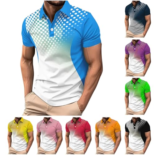 Polo de manga corta para hombre, degradado de color, para verano, para exteriores, golf, tiempo libre, Rosa., L - imagen 2