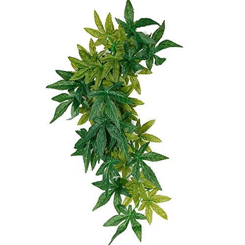 Reptile Branches , Artificial Flowers Accessories For Habitat Realistic Hanging Suction Cups Sticks For Climbing Silk Leaves Decoration ,Snake Bird Yurtles Gecko Tree Frog reptile vines Tank Decor - Thumbnail 6