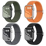 【4枚入り】Suitisbest コンパチブル アップルウォッチ バンド 編み込み 42mm 41mm 40mm 38mm Apple Watch ナイロンバンド 伸縮性 ゴム アップルウォッチ スポーツベルト Series 11 10 9 8 7 6 5 4 3 2 1 SEに対応 長さ無段階調整 柔軟 通気 防汗