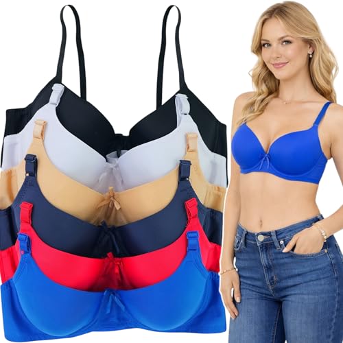Image of ToBeInStyle Women's Pack of 6 Classic Style Underwire Supportive Padded Bras