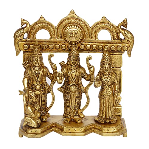 Image of ARTVARKO Brass Ram Darbar Statue Shree Ram Ji Sita Laxman Hanuman Home Decor Puja Bhagwan Idol Murti for Mandir Temple 7.5 Inches