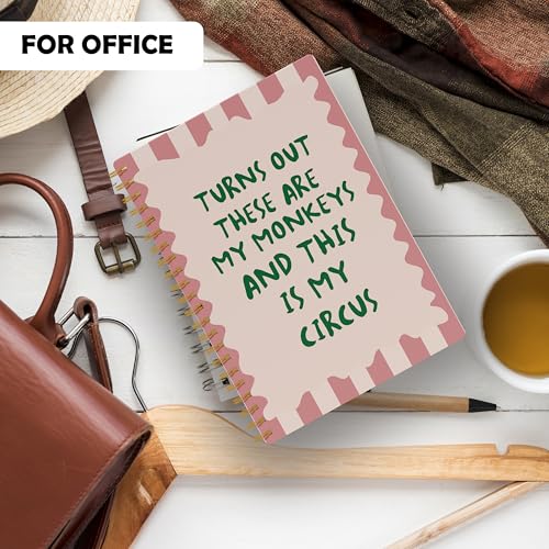 Image of Funny Quote Notebook Journal, inchTurns Out These Are My Monkeys and This Is My Circus inch Retro Sarcastic Office Notebook, Gag Gifts for Coworkers Boss Friends, Spiral Notebook 5.5x8.3 Inch