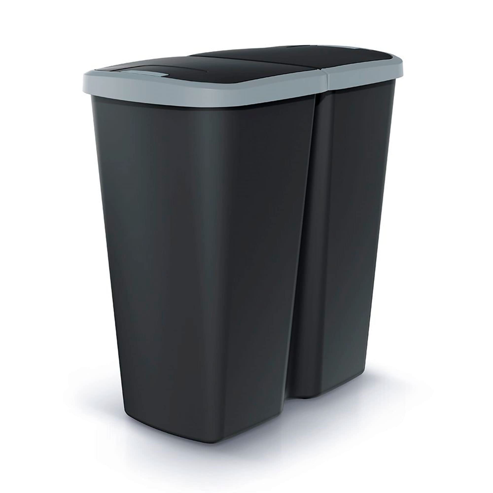 Keden Grey Waste Bin With 2 Independent Lids 45L