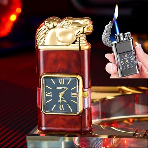 Encendedor Vintage Jet Flame con Reloj y Llama Dual miniatura 1