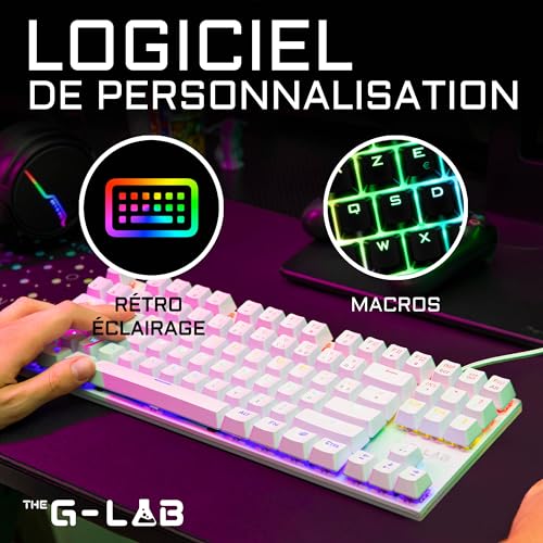 The G-Lab Combo Mercury - Set tastiera e mouse da gioco meccanici programmabili - Tastiera da gioco meccanica Tkl, RGB, Switch Red, Azerty- Mouse Gaming RGB, 6 pulsanti 7200 Dpi [Bianco] - New - Tastiera gaming - Immagine 3