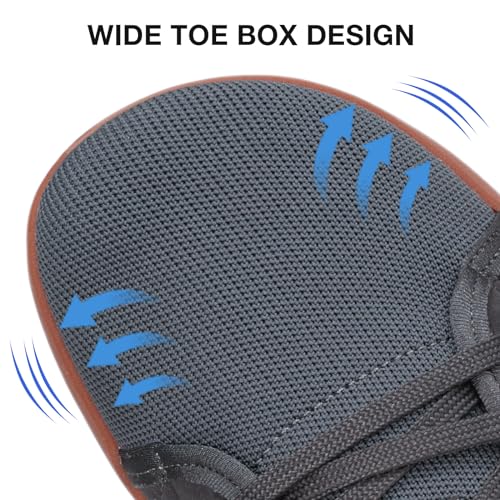 Image of ZVC Barefoot Shoes Men Wide Toe Box Shoes Knitted Zero Drop Sole Sneakers for Mens Minimalist Footwear