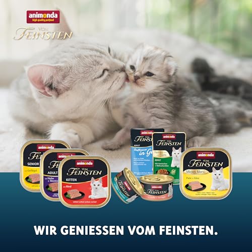 animonda Vom Feinsten Kitten mit Rind (32 x 100 g), Kitten Nassfutter für junge Katzen, Katzenfutter ohne Getreide und Zucker, mit 100 % frischen, fleischlichen Zutaten