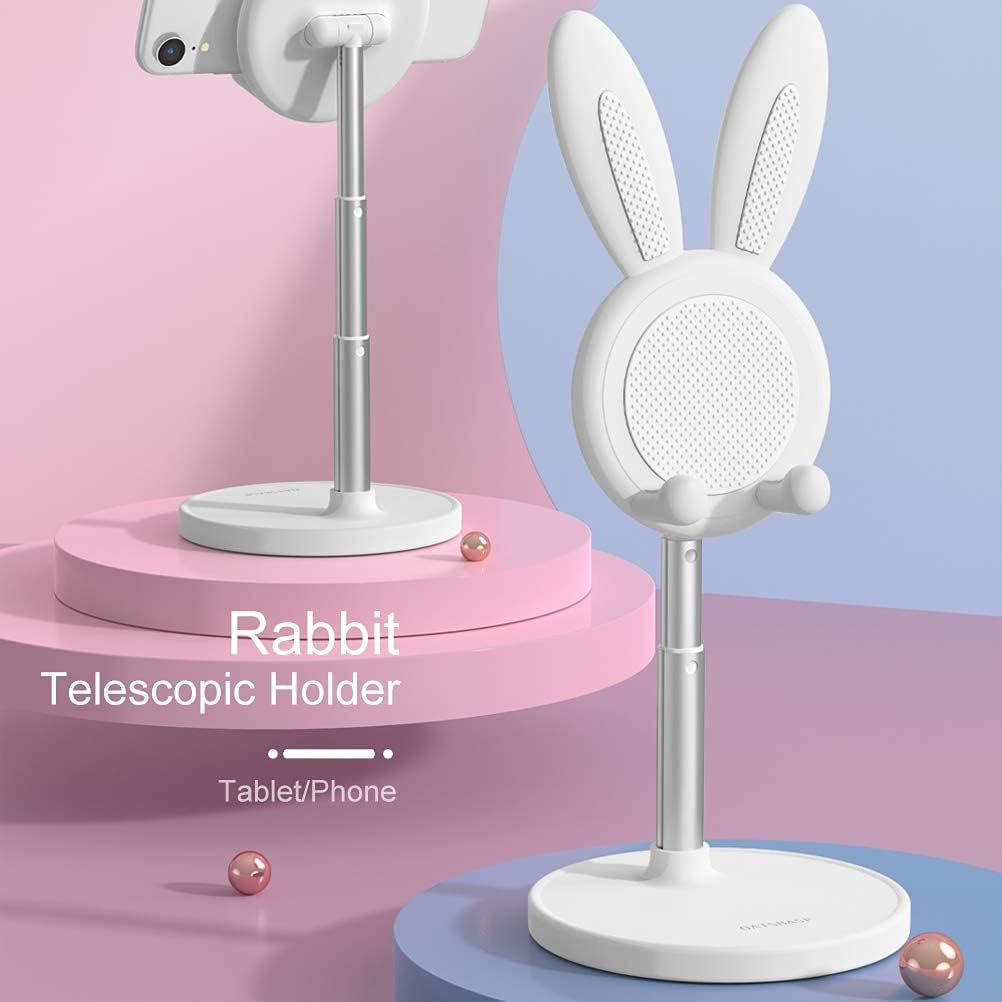 nediea Cute Bunny Phone Holder, Desktop Cellphone Holder Stand, Height Angle Adjustable Phone Stand - Image 3