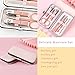 Pink Manicure Set Beauty Tool Portable - Nail Clipper Pedicure Grooming Kit Stainless Steel 7 in 1 Luxury Leather Travel Case, for Woman Girl Home Travel Gift Giving