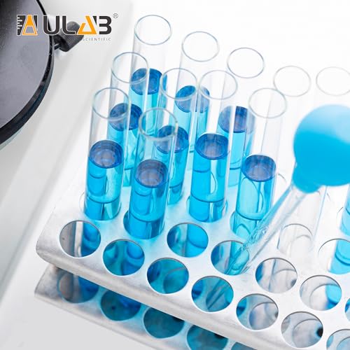 ULAB Scientific Test Tube with Tube Rack, Z Shape Stainless Steel Tube Rack, Suitable for Tubes of Dia.≤16mm, 10pcs of 16ml Cylindrical Glass Test Tubes with Flange stoppers, UTR1002 - Thumbnail 3