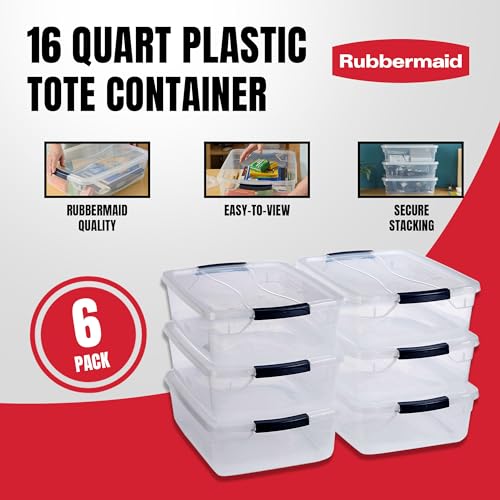 Rubbermaid Cleverstore 17 Qt Clear Storage Bins with Lids, 6-Pack, Stackable, BPA-Free, Made in USA by Rubbermaid - Image 3