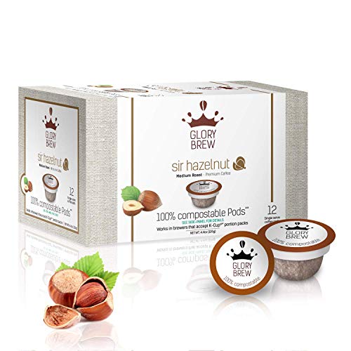 GLORYBREW Sir Hazelnut - 36 pods 100% Compostable Flavored Coffee Pods for Keurig K-CupÂ® Coffee Brewers | Better than Recyclable and Biodegradable Hazelnut Flavored Coffee Pods
