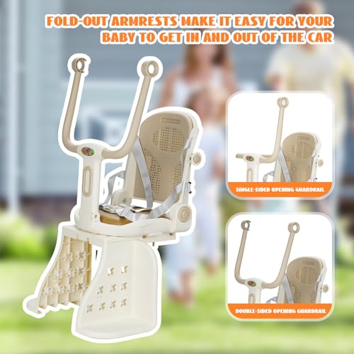 2026 Upgraded Kids Bike Rear Seat, Child Bicycle Seat Adjustable Breathable Backrest Height & 3 Reclining, Rear Wraparound Toddler Bike Seat with Large Footrest Strap (Beige) IKE seat by Generic - Image 5