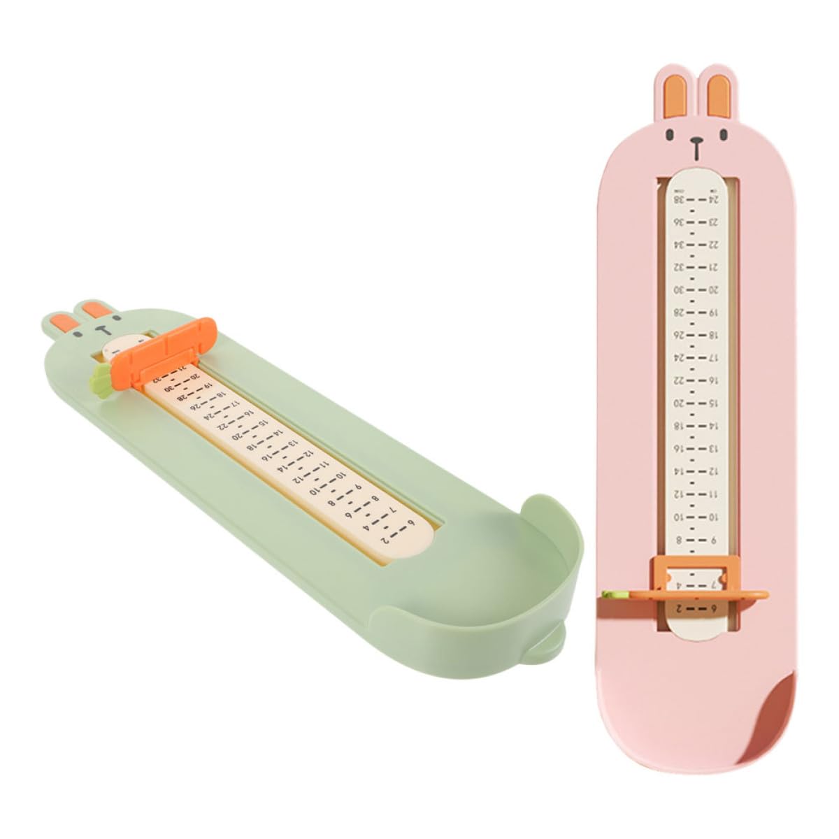 VALICLUD 2pcs Foot Measurer Gauge Shoe Size Measuring Device for Home Use with Bunny Design in Light Green and Light Pink