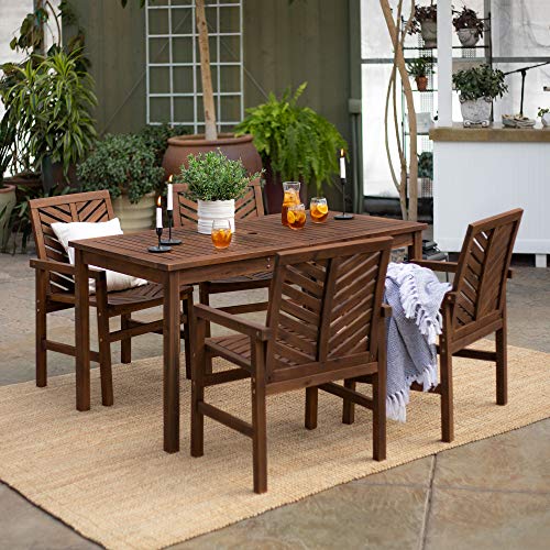 Vincent 5-Piece Chevron Outdoor Patio Dining Set - Dark Brown #TOP9