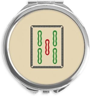 Mahjong Bamboo Bar 5 Tiles Pattern Hand Compact Mirror Round Portable Pocket Glass