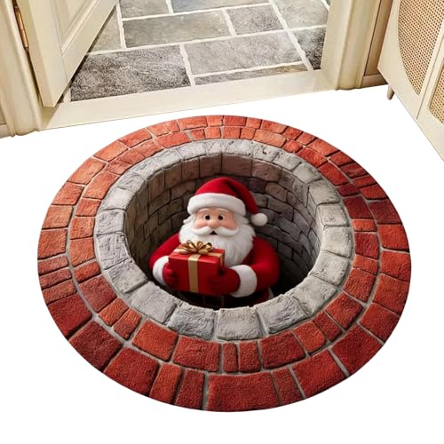 フロアマット - 装飾サンタラグ |居心地の良いカーペット、お祝いプリント、滑り止めベース、耐久性のある色落ちしない素材、家の玄関、寝室、バスルーム、季節のお祝い、A: 約40x40x1cm/15.75x15.75x0.39インチ
