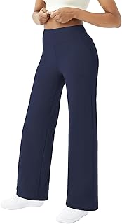 Wide Leg Yoga Pants Women Stretch Dress Lounge Pants with Pockets High Waisted Loose Casual Trousers