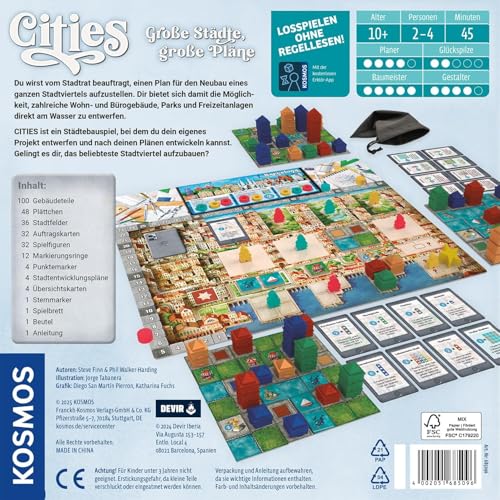 KOSMOS 685096 Cities - Große Städte, große Pläne, Städtebauspiel, Brettspiel für 2-4 Spieler, Gesellschaftsspiel ab 10 Jahre – Bild 3