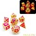 Bescon Super Glow in the Dark Metal Polyhedral Dice Set Golden and Rose, Luminous Metallic RPG Role Playing Game Dice 7pcs Set