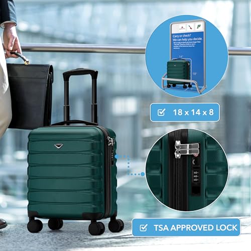 Flight Knight Carry On Suitcase 18x14x8" Hardside Built In TSA Lock & USB Port Lightweight Luggage Silent Double Spinner Wheels Maximum Underseat Carry-On Bag For American & United Approved Airlines by Flight Knight - Used condition - Image 7