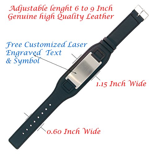 Kedar Personalize Engraved Black Genuine Leather Bracelet For Men Women,Custom Leather Free Engraving #TOP4