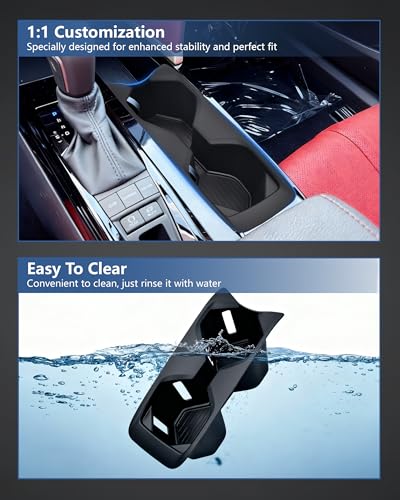 Image of Cup Holder Inserts for 2026 2025 Toyota Camry Accessories, Non-Slip TPE Center Console Protector Organizer to Prevents Spills & Scratches for Camry SE|XSE|LE|XLE Interior Accessories