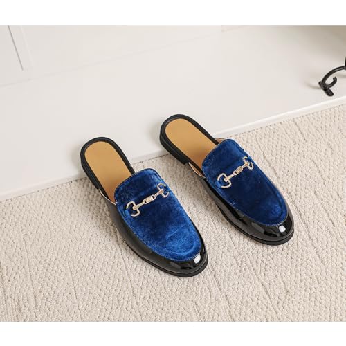 Image of FLQL Men's Leather Scuff Slippers Velvet Slip On Loafers Fashion Backless Mule Clogs Anti-Slip Sandals Slides for Men and Women Designer Size 7-13