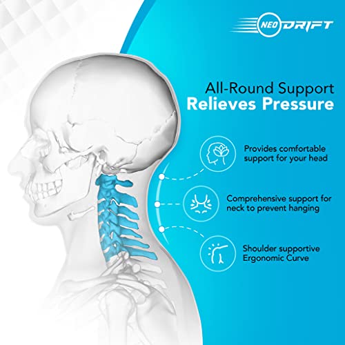 Image of Neodrift 'Neckbone' - Memory Foam Orthopedic Neck Support Car Headrest Velvet Cushion Pillow for Neck, Head, Shoulder Pain-Relief for Car Seat, Gaming Chair, Office Chair (Set of 2) Colour- Beige