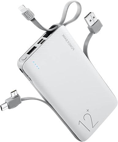 Amazon モバイルバッテリー ケーブル内蔵 100mah 充電 放電一体 携帯充電器 薄型 軽量 大容量 急速充電 スマホ充電器 3台同時充電 持ち運び充電器 Iphone Android Type C全機種対応 ホワイト モバイルバッテリー 通販