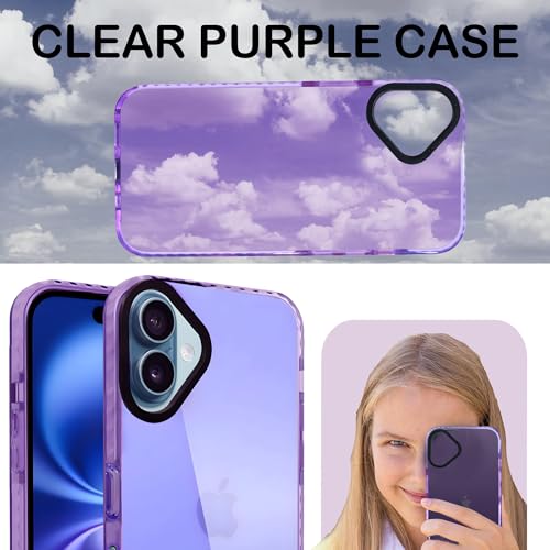 Image of A rtistque Ultra Stylish Back Cover Case for iPhone 16 | Premium Shockproof TPU | Transparent | Protective Design | Bumper Back Cover - Purple