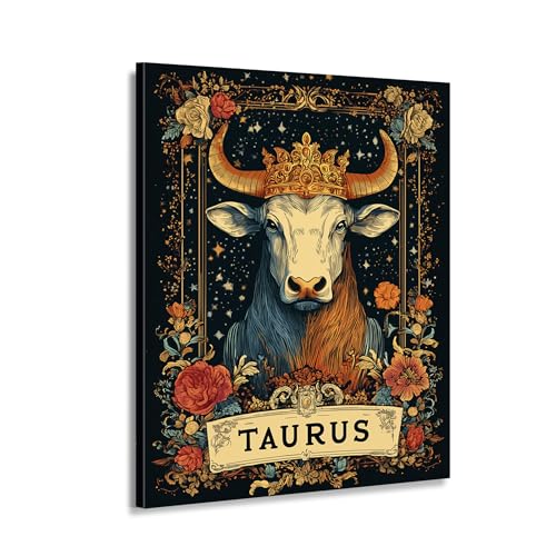 Cadeau astrologie Taureau sous forme de tableau vintage sur toile pour anniversaire