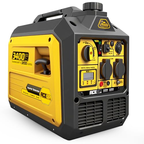 Aceup Energy Generador de corriente inversor de 3400 W, gasolina, generador de corriente, potencia de emergencia, motor de 4 tiempos para camping