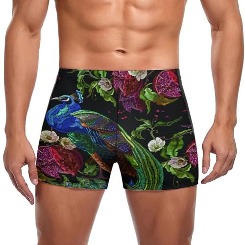 Slip short de bain homme Fleurs de Paon anti frottement confort